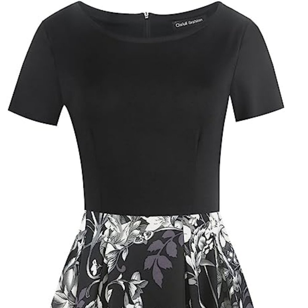 Vintage Floral Flared A-Line Swing Dress with Pockets